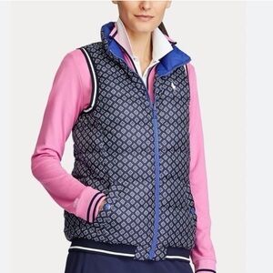 💙 Polo Ralph Lauren Golf Vest Size XL Reversible Down Filled Blue Printed
